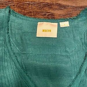 Mauve by anthropology Rayon Button Front Pintuck Flowy emerald green Tank